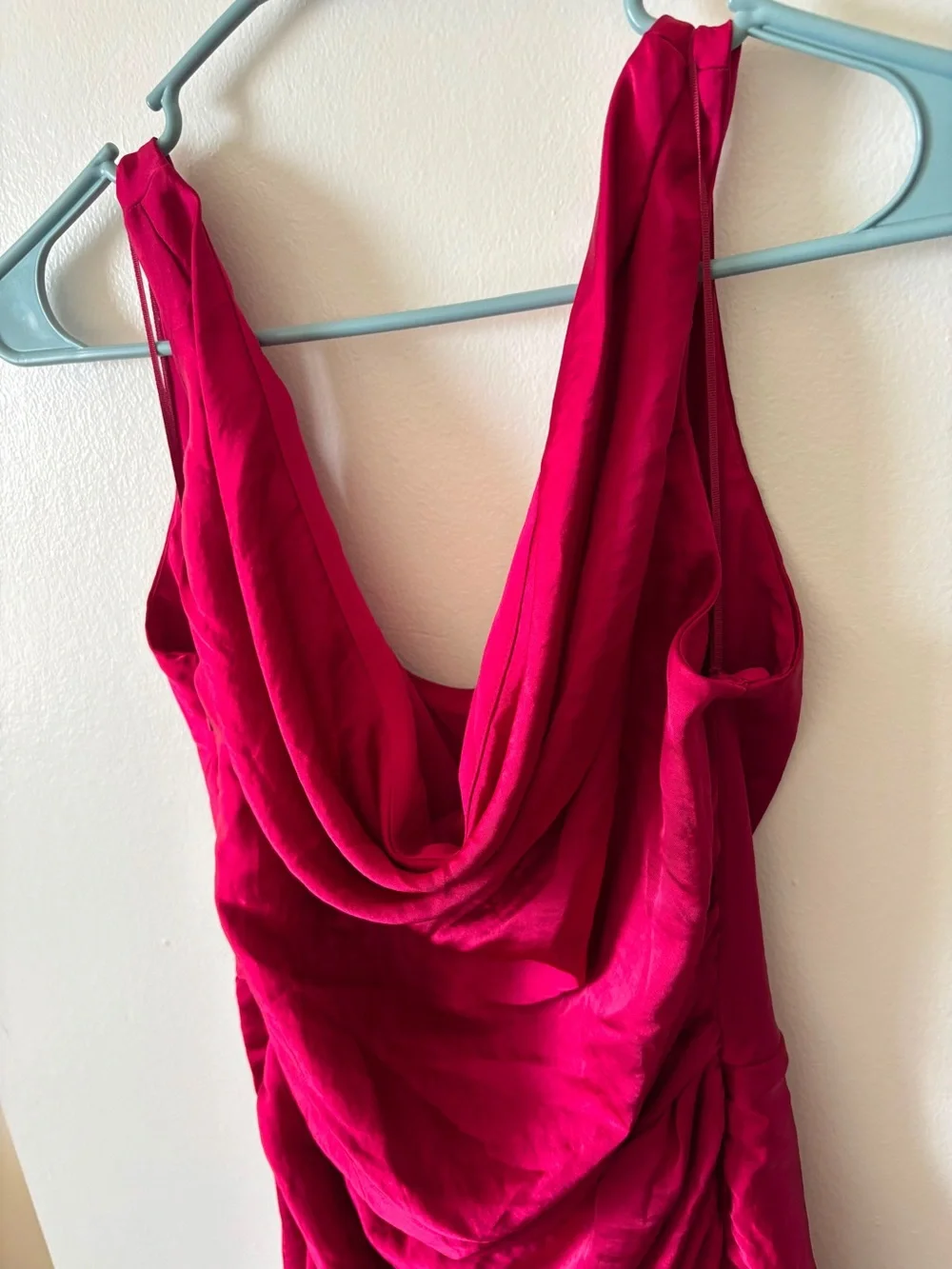 Abercrombie & Fitch Raspberry Satin Cowl Neck Maxi Dress